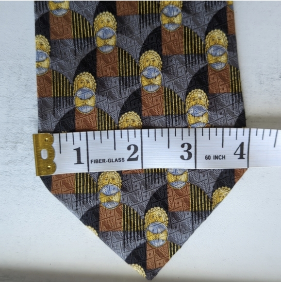 ERMENEGILDO ZEGNA SILK GEOMETRIC DESIGN SUN 🌞 MOON 🌙 MENS TIE - Picture 4 of 8